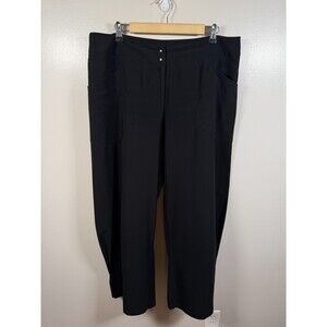 Babette Wide Leg Pants Size Large Black High Waist Travel Career Minimal